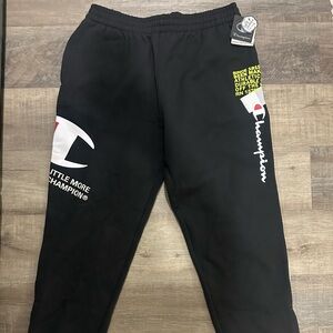 Champion Black Sweatpants with Logo Details